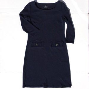 Talbots 3/4 Sleeve Navy Knit Sheath Dress Sz S/P